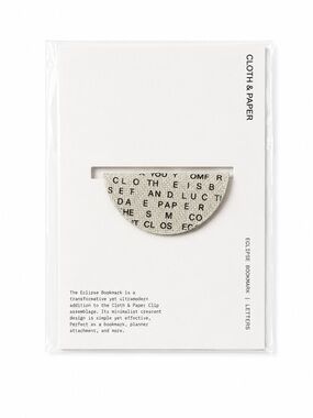 Cloth & Paper Eclipse Crescent Bookmark - Cream Gray Black Letters‎